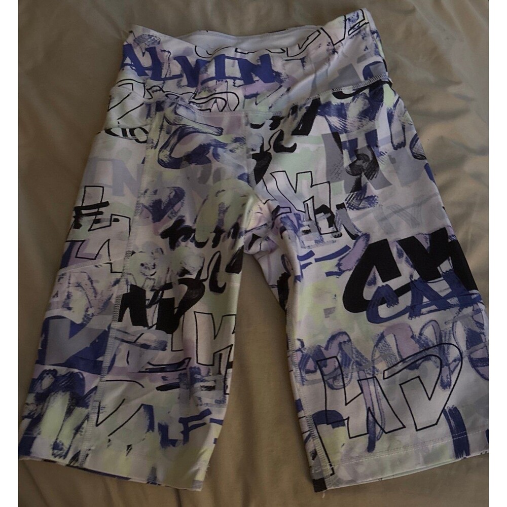 CALVIN KLEIN Biker Shorts Womens XS  Phone Pocket 22x9 Nylon/Spandex